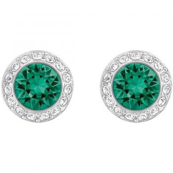 Swarovski Damen‑Ohrringe – kristallgrün, rund geschliffen, platiniertes Design