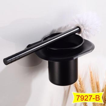 Wandmontierter WC-Pinsel Halter Schwarz Aluminium mit Regal