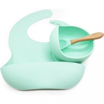 3 Pcs Baby Bibs with Suction Bowl and Spoon Set