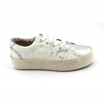 CafèNoir Sneakers Donna in Macramè Bianco Argento Zeppa in Corda (Taglio 42)