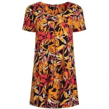 Soft Print Viscose Top with Flared Hem