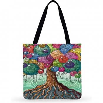 Artistic Watercolor Tree Print Women's Tote Bag
