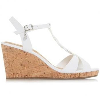 Dune London Ladies Koala White Leather Wedge Heels