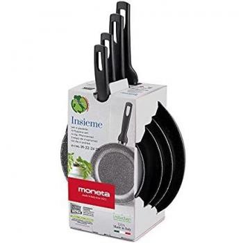 Set Moneta Padelle Ø18-22-24-28 cm Effetto Pietra