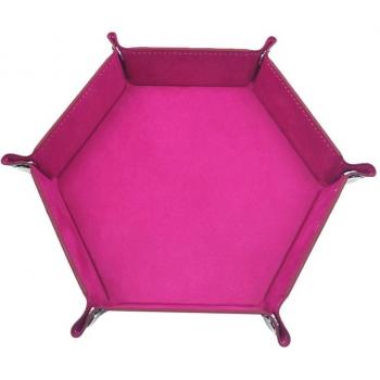 Support de dés en cuir hexagonal, plateau roulant et velours intégré