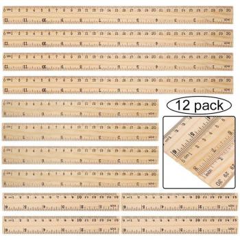 Boîte de règles en bois double face 12 pièces