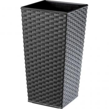 KADAX 25‑cm Rattan Plant Box – Graphite, With Insert