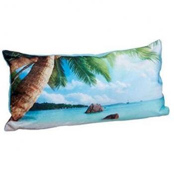Relaxdays Bath Travel Pillow w/ Beach Motif, Zipper and Washable Cover