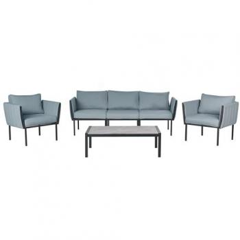Set da giardino 5 posti con divano e 2 poltrone in acciaio grigio scuro Skala