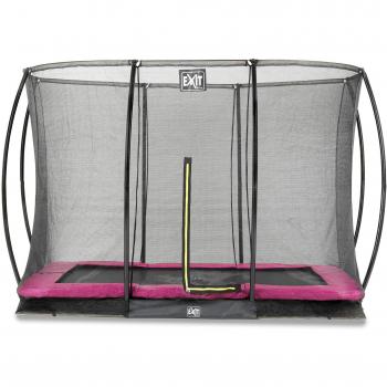 Trampoline enterré Exit Silhouette 214x305cm filet de sécurité rose