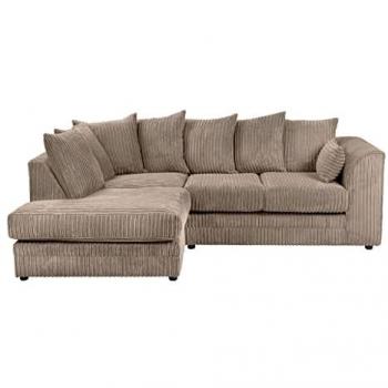 Luxury Life Dylan Jumbo Cord Fabric Sofa Set (Coffee, Left Hand Corner)