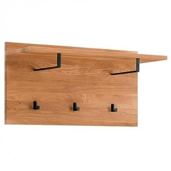Lomadox Wandgarderobe LEUNA-64, Wildeiche massiv geölt, mit Metallhaken und Kleiderstangen