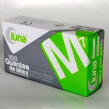 Guantes de látex blanco sin polvo Talla M 100 uds
