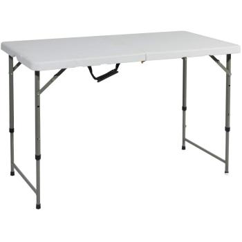 Table pliante et table de jardin en aluminium réglable en hauteur, sans support de montage, facile à transporter, 122 × 60 cm