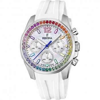 Montre Festina F20610/2 Ivoire, Bracelet Caoutchouc, Femme