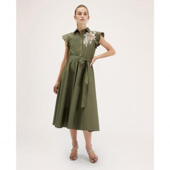 Vestido Camisero con Bordado Motivi