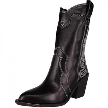Buffalo Damen Stiefelette West Boot 1221044 Schwarz/Weiß