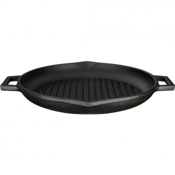 Piatto rotondo per grill in ghisa lava con manicino doppio Ø 26 cm