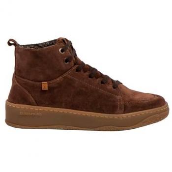 Botines El Naturalista unisex de piel Geo marrón 44, planos con cordones