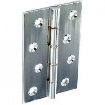 Securit Chrome Plated D.S.W. Brass Hinges 100mm