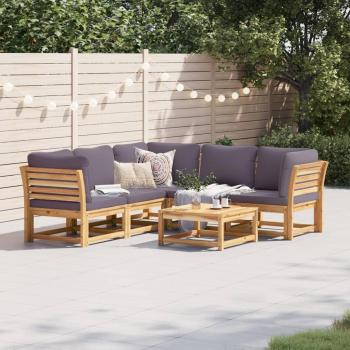 6-Piece Acacia Wood Outdoor Lounge Set with Cushions