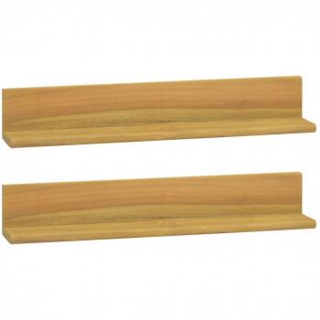 Estantes de pared de teca 2 unidades 90x10x10 cm