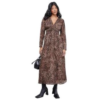 Warehouse Petite Burnout Velvet Midi with Plunging Neck – Size 8