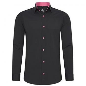 Rusty Neal Slim Fit Business Hemd S‑6XL – Premium Cotton‑Stretch Schwarz, Größe M