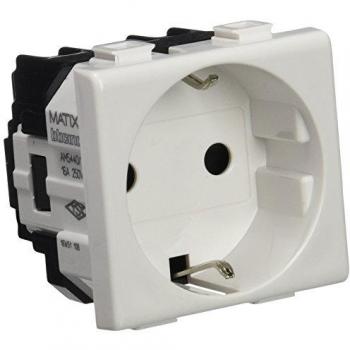 Presa Standard Bianco 2P+T 16A 250V AC alveoli schermati – AM5440/2
