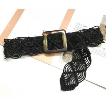 Cinturón de cuero tejido para mujer