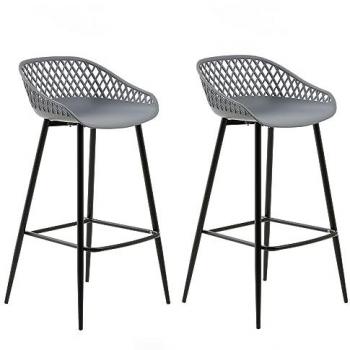 Chaise haute IREK pour cuisine en plastique gris anthracite et métal noir