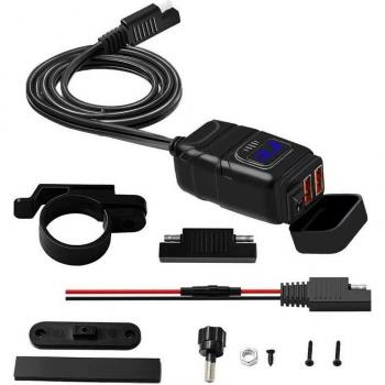 MotoCharge Duo 12 V Étanche avec Volt­meter