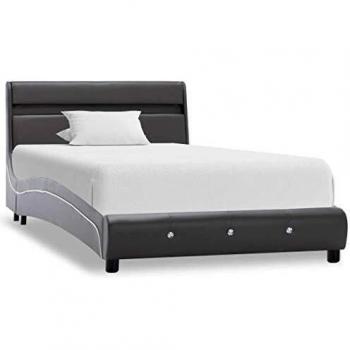 VidaXL Kunstlederbett mit LED Grau 90x200 cm