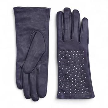 Infinity Leather Women’s Italian Leather Studded Soft Wool‑Lined Fashion Gloves – Purple (Size 2XL)