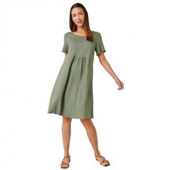 Summer Holiday Pocket Dress – Khaki, UK Size 16