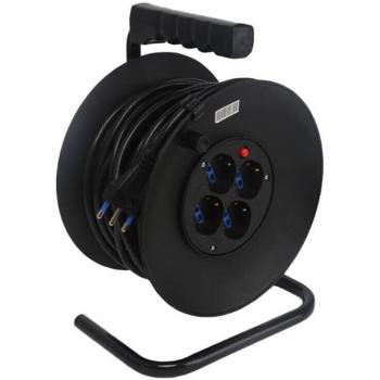 Avvolgicavo 25 Metri 4 Vi 2P+E Nero – Aigostar