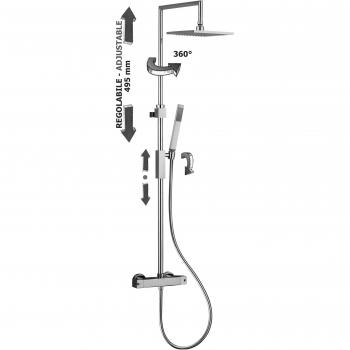 Paffoni Douche Thermostatique Carré Acier Brossé