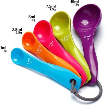 5Pcs Colorful Measuring Spoons with 2 Scale (g/ml) for Coffee and Baking