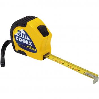 Mètre ruban COGEX 46214 – Boîtier bi-matière, 2 blocages, 3 m, couleur jaune