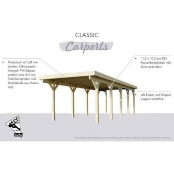 Holz-Doppelcarport Classic 2, Karibu, 540 cm, braun
