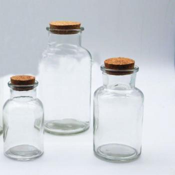 Cork-stopped glass vial