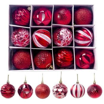 12 Pcs Shimmering Xmas Tree Decorations