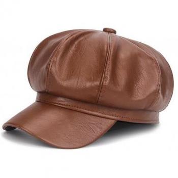 Gorro de Boina Sólido de Piel Sintética