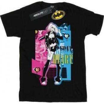 Camiseta Negra Harley Quinn Rebel Heart para Niños de DC Comics