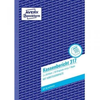 Avery Zweckform 317 Kassenbericht, DIN A5, vorgelocht, 2 x 50 Blatt, weiß, gelb