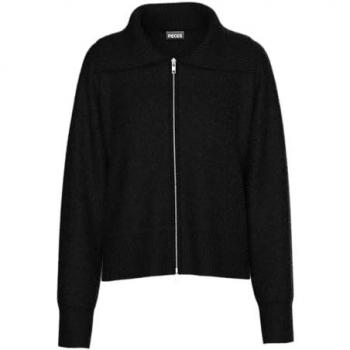 Langarm-Rippbündchen Strickjacke PCMALOU – XXL, schwarz