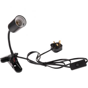 E27 Reptile Heating Light UVA & UVB Bulb Lamp Holder (UK Plug) – Black