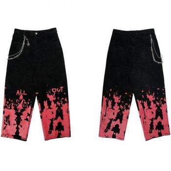 Pantalones Flojos de Hombre Estilo Streetwear Cadena Spray