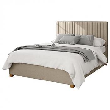 Single‑Size Grant Upholstered Ottoman Bed – Natural Fabric