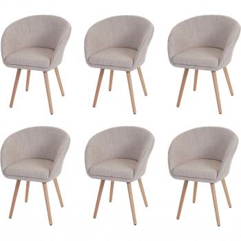 Lot 6 Chaise Malmö T633 – Design Rétro des Années 50, Tissu Crème/Gris